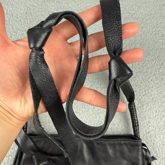 Ecote Bag Medium Black Cow Leather Crossbody Purse Boho Fringe Tassel Shoulder 1 - Picture 8 of 10